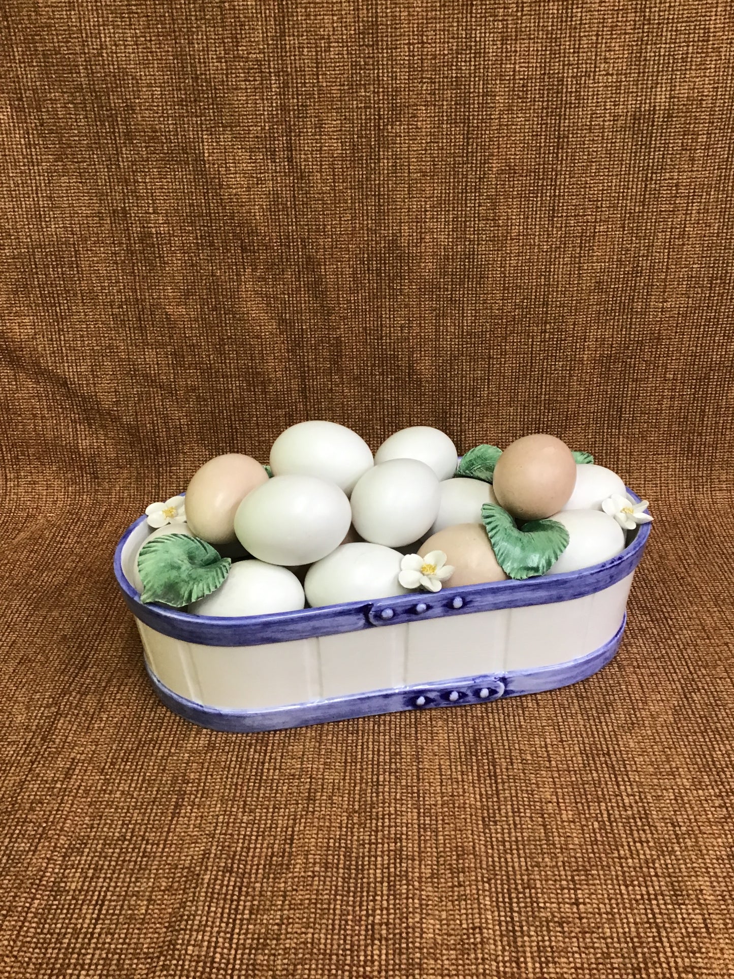 Decorative Ceramic Basket of Eggs