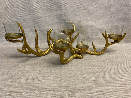 Metal Candleholder - Gold Antler