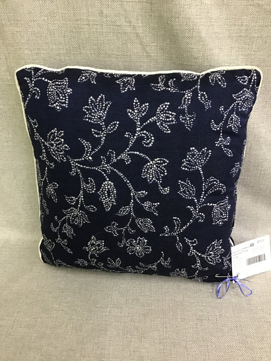 Navy Blue & White Patterned Throw Pillow