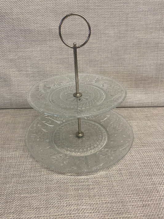 Vintage Indiana Glass 2 Tier Plate