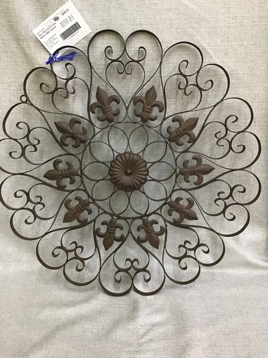 Pair Round Ornate Metal Wall Decor