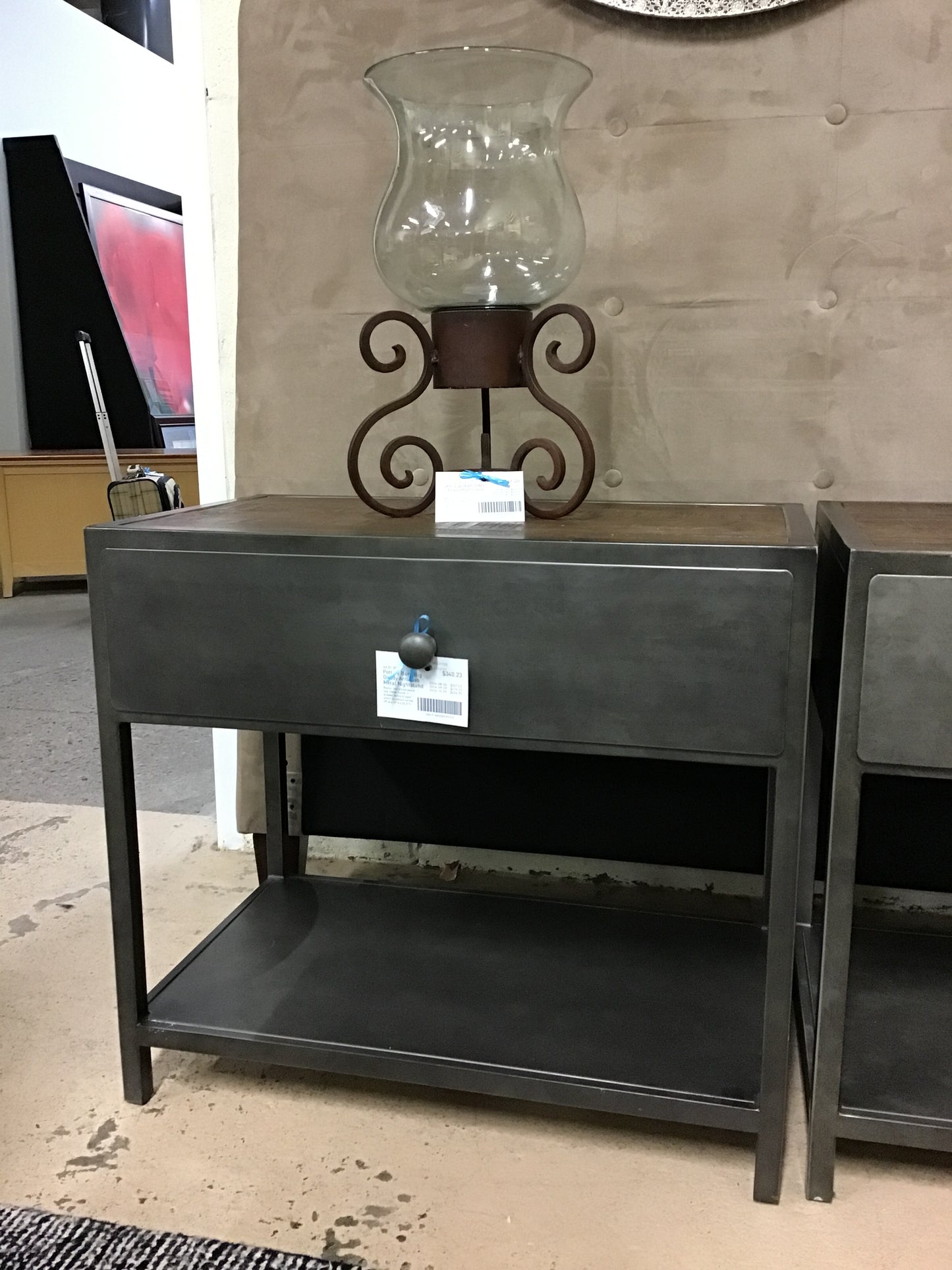 Pottery Barn Big Daddy Antiques Metal Nightstand