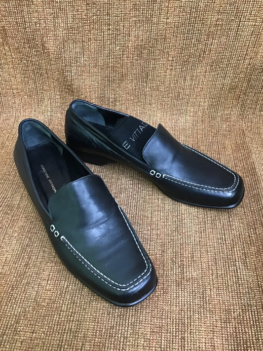 Adrienne Vittadina Black Leather Flats