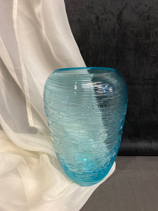 Clear Blue Glass Vase