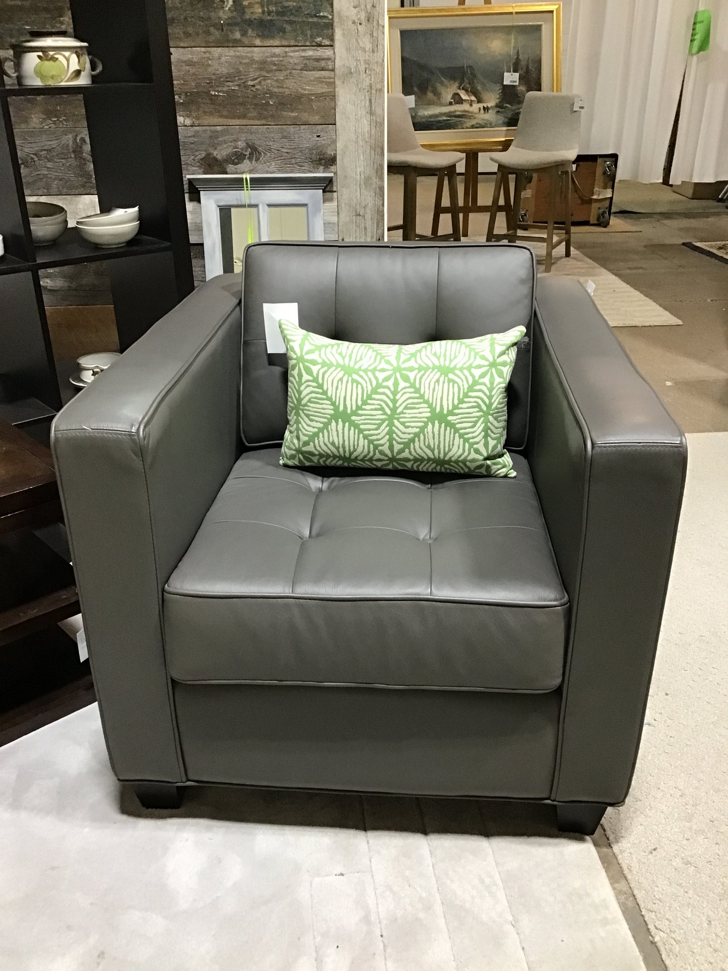 NEW! Leather Chair - Grey