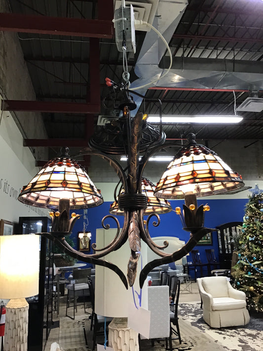 Quoizel 3 Light Chandelier - Stained Glass