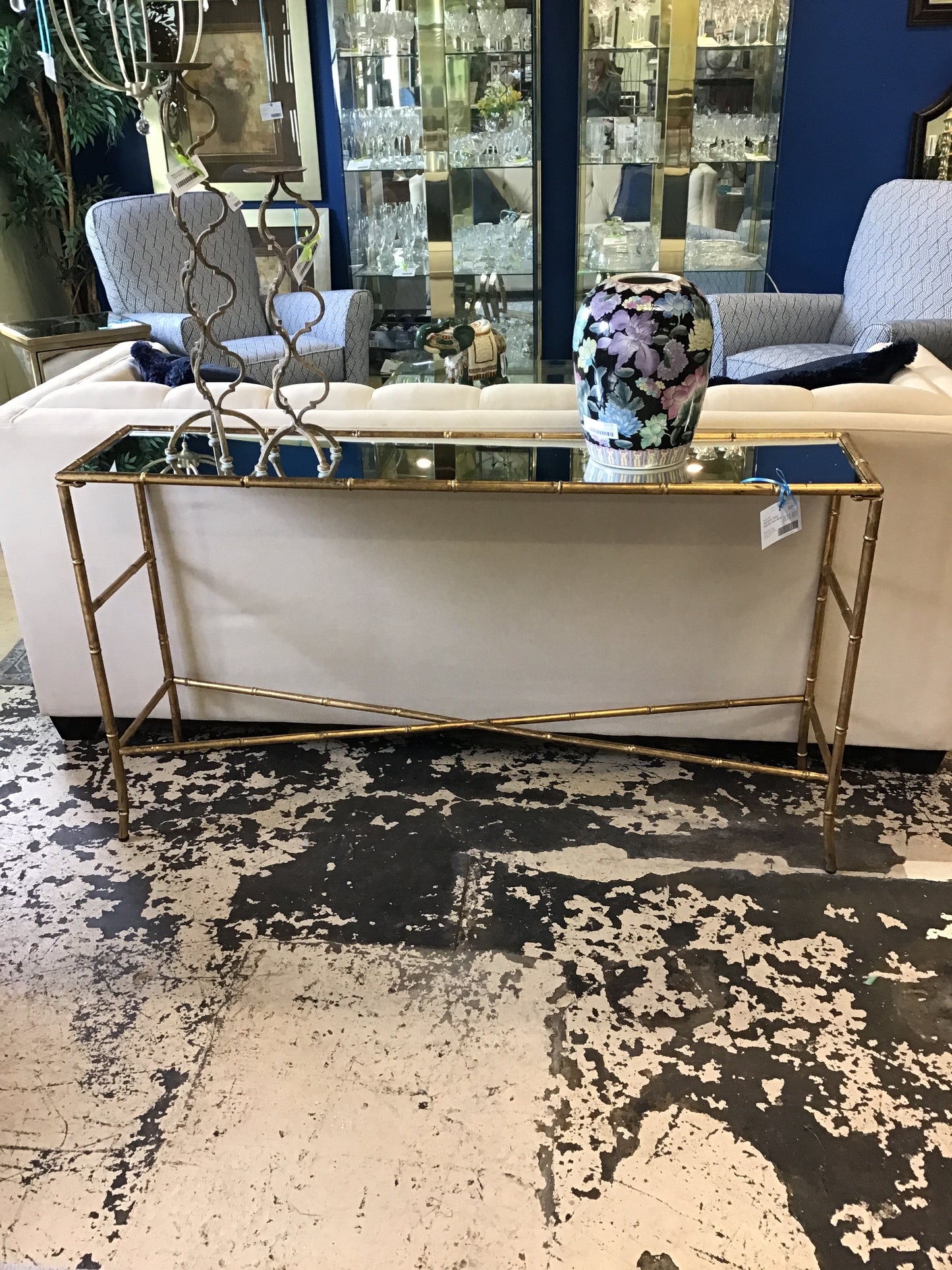 Hall/Sofa Table - Gold Bamboo Motif