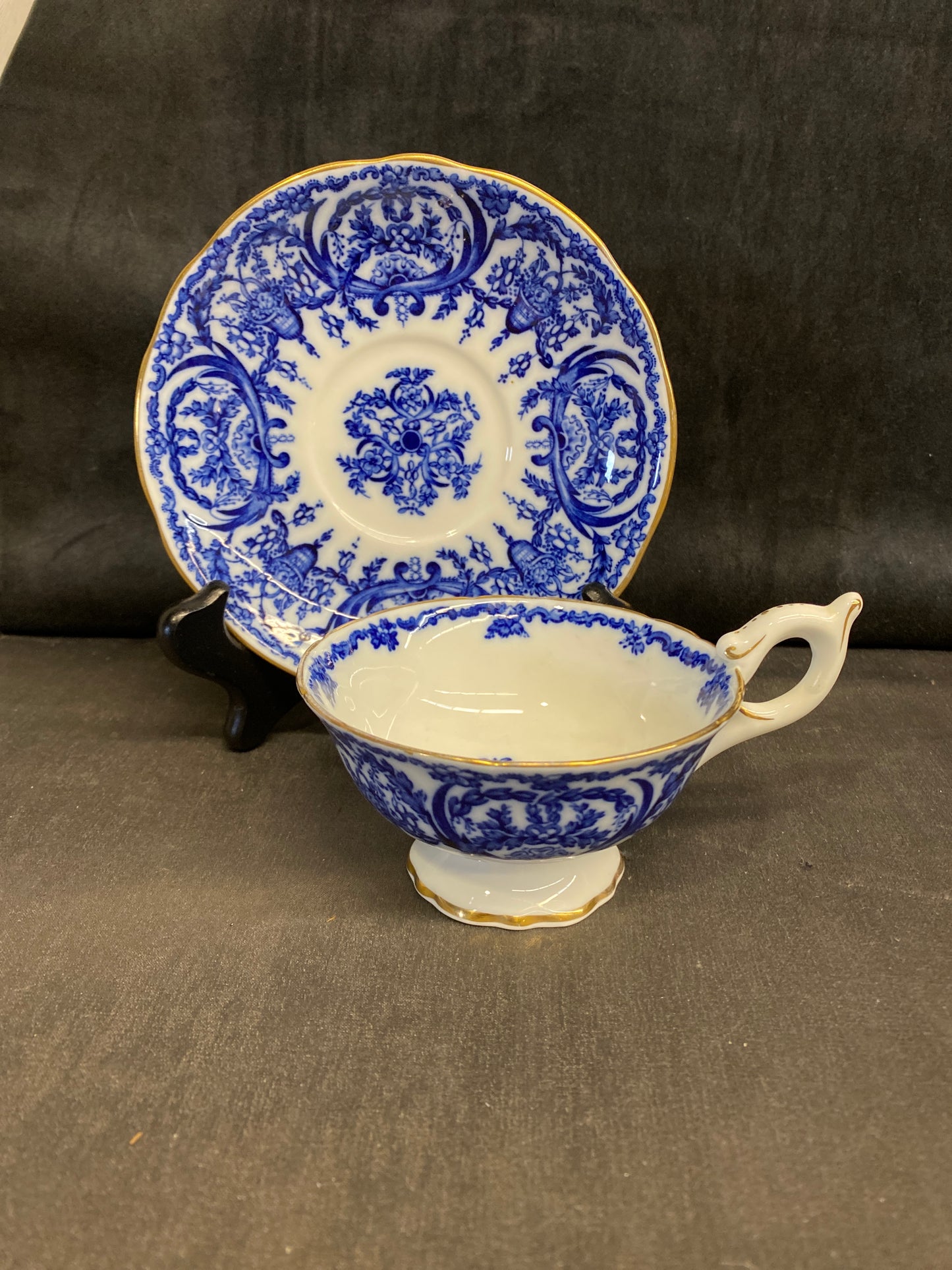 Coalport Teacup & Saucer - Blue & White