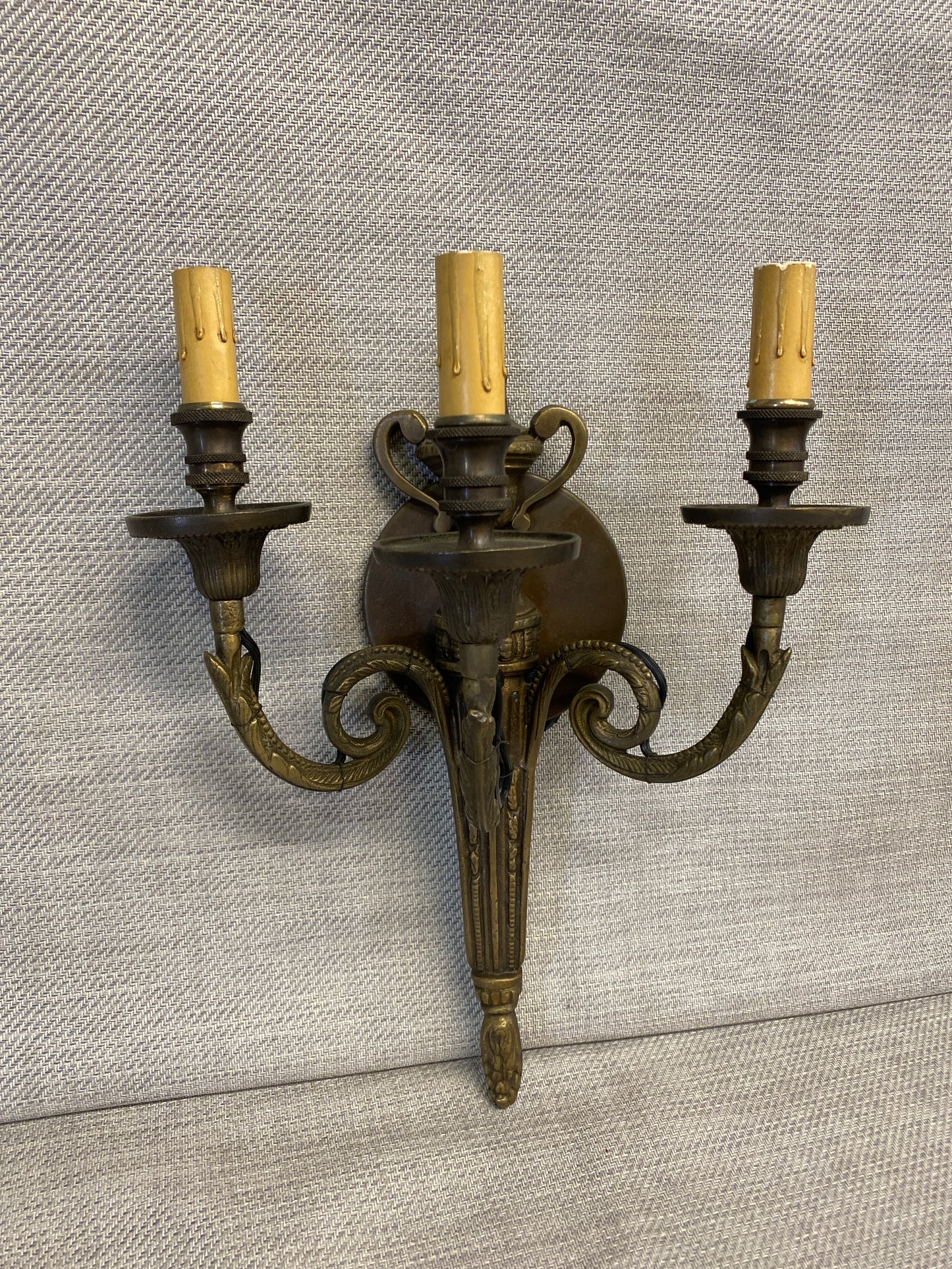 Vintage 3 Light Sconce - Italian Brass