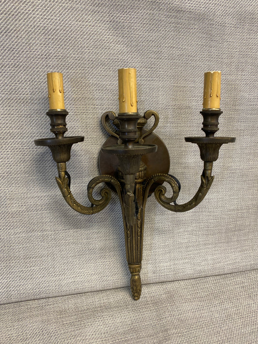 Vintage 3 Light Sconce - Italian Brass