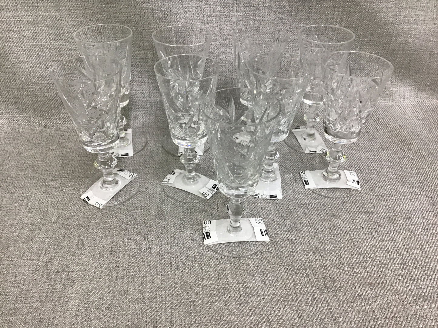 Sherry 'Pinwheel' Crystal Glasses (9)