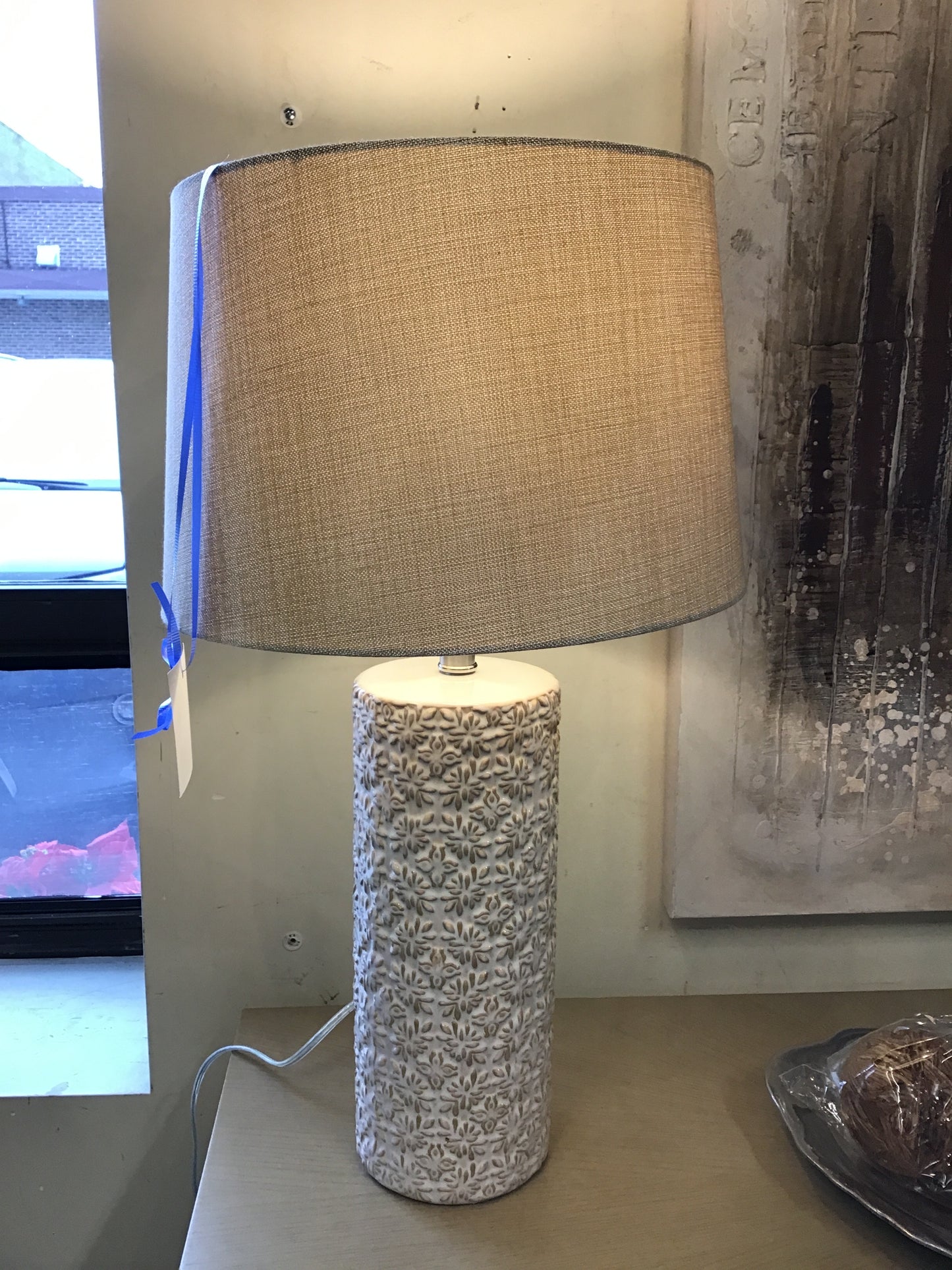 Ceramic Lamp - White & Beige