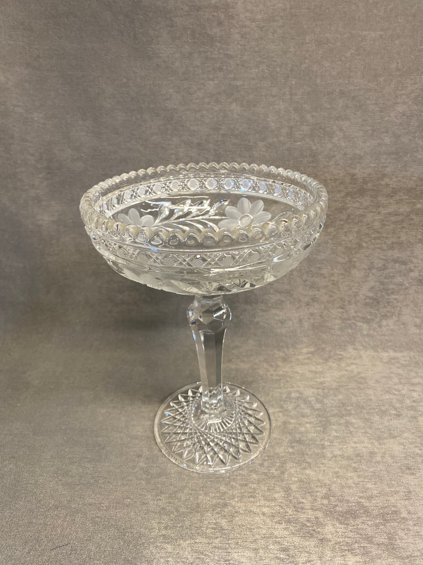 Crystal Compote Dish - Flowers