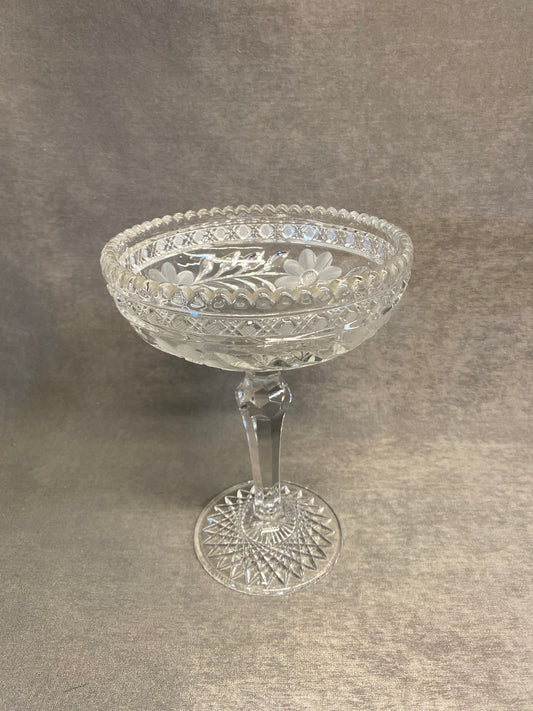 Crystal Compote Dish - Flowers