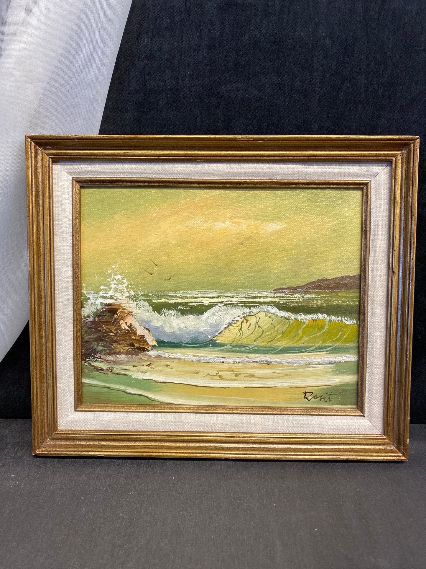 Small Framed Painting - Golden Waves & Sky