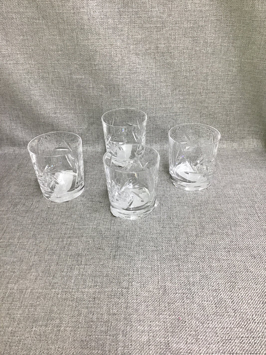 Old Fashioned 'Pinwheel' Crystal Glasses (4)