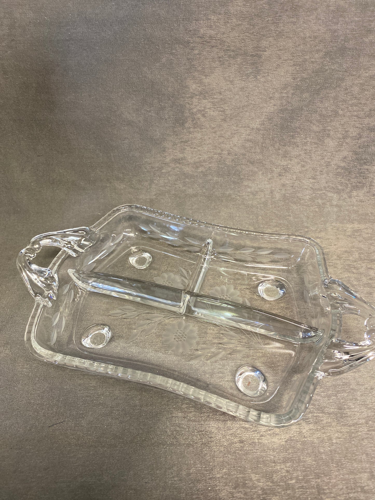 Cornflower Glass Divided Dish