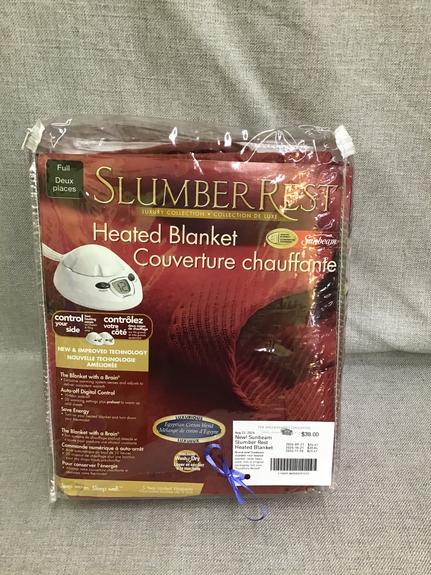 New! Sunbeam Slumber Rest Heated Blanket