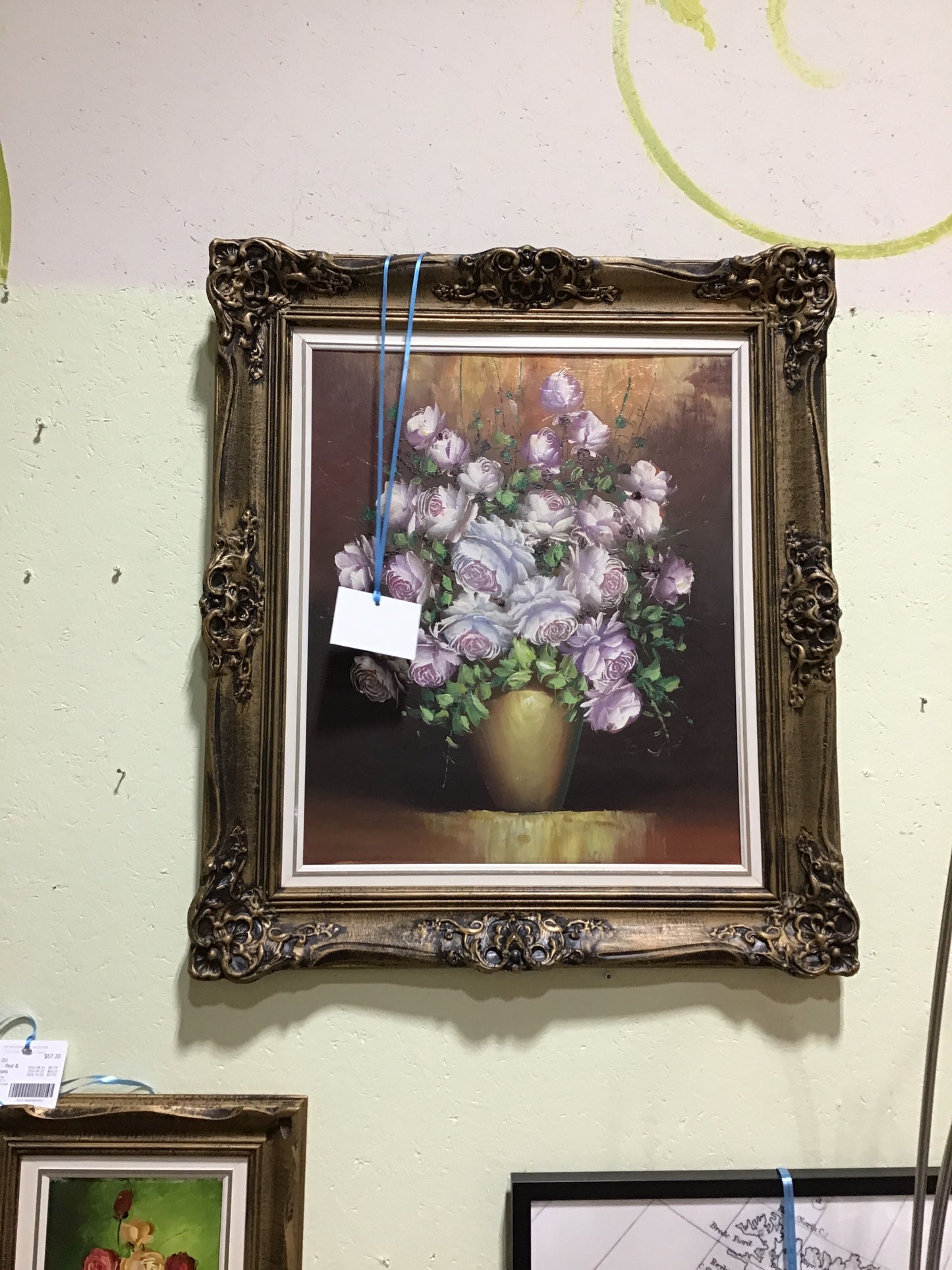 Framed Oil Painting - Purple Flowers