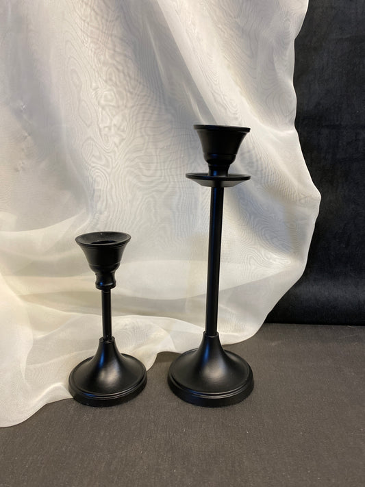 PAIR Metal Candleholders - Black