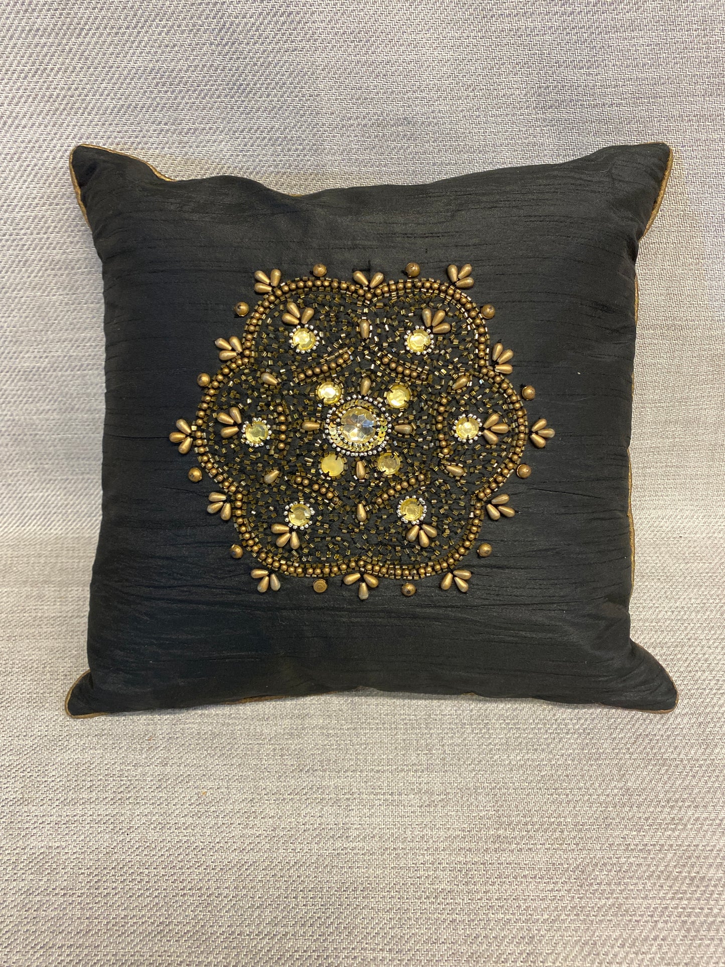 Beaded Cushion - Black