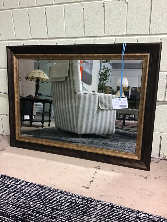 Framed Beveled Mirror - Brown
