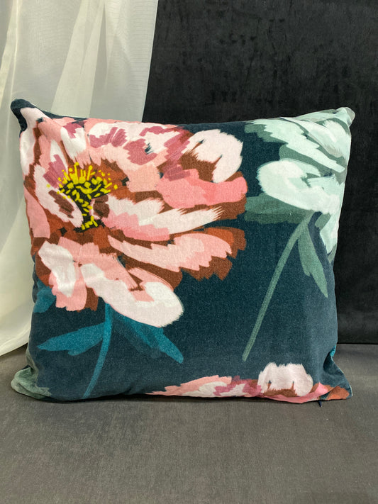 Indigo Cushion - Green Floral