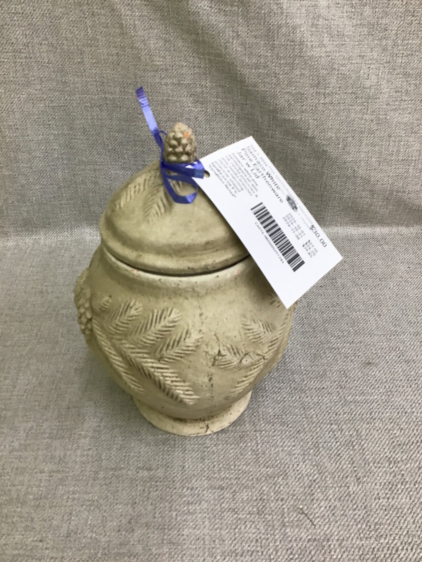 Samaco White Pine Earthenware Jar w Lid