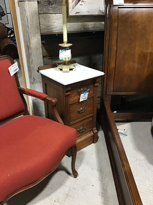 Vintage Marble Top Bed Side Chest