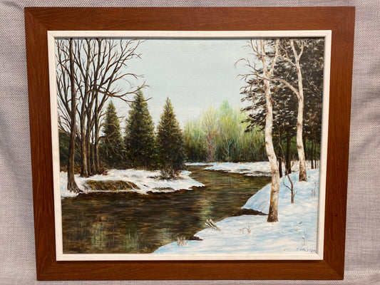 Framed Painting - Winter River