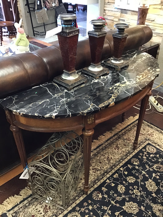 Marble Top Half Moon Accent Table