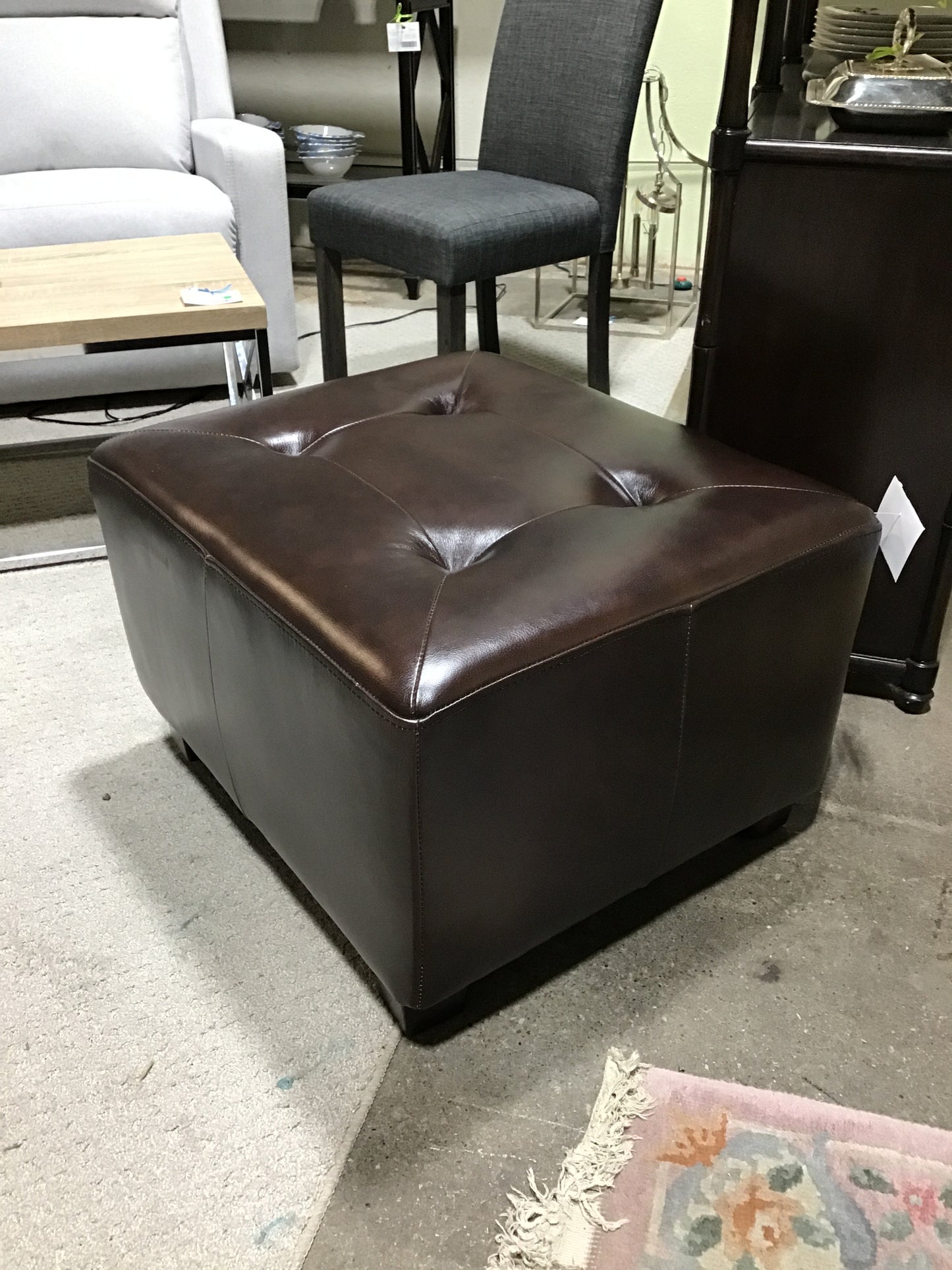 NEW! Brown Leather Ottoman