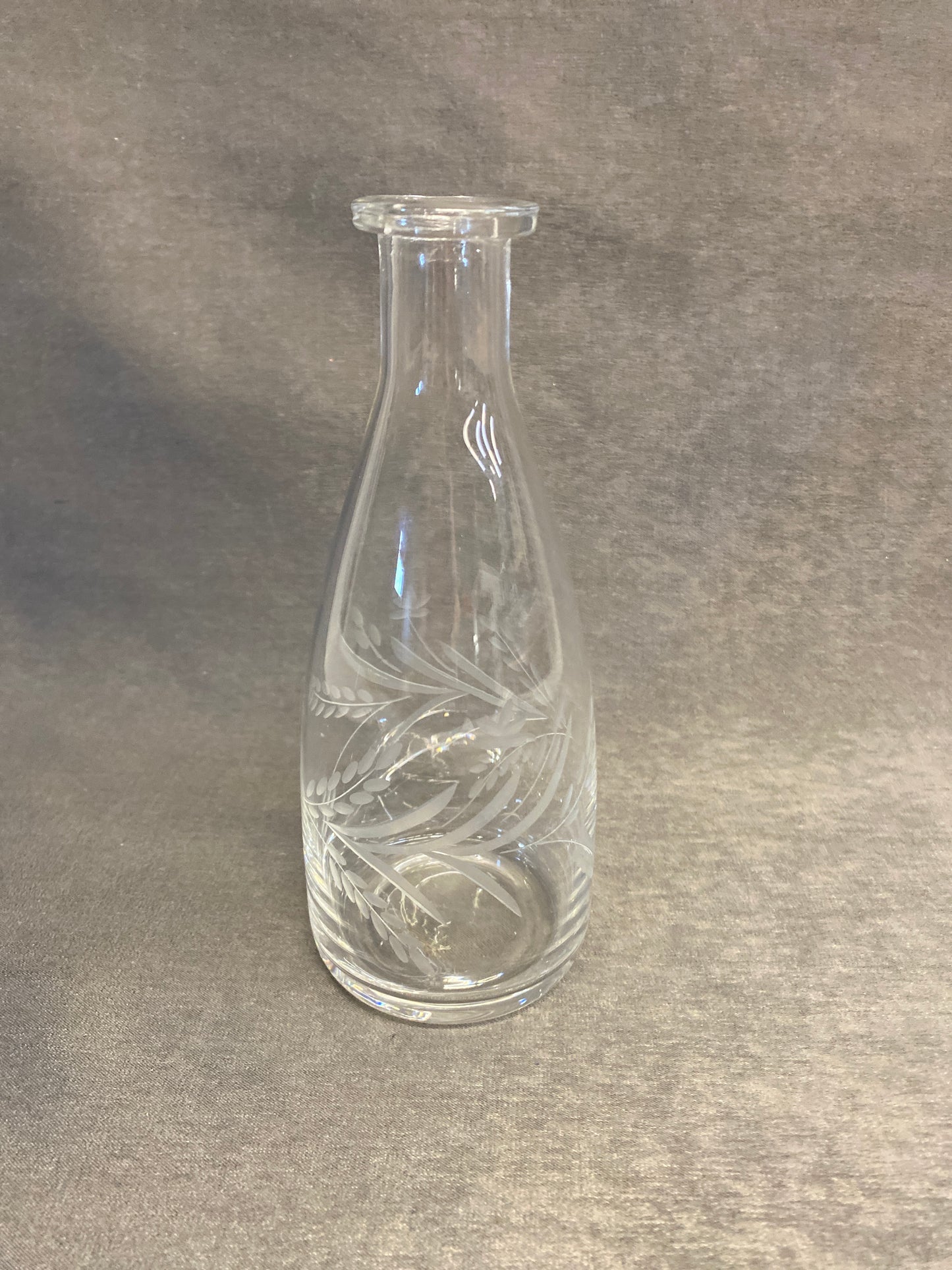 Etched Glass Bottle / Bud Vase