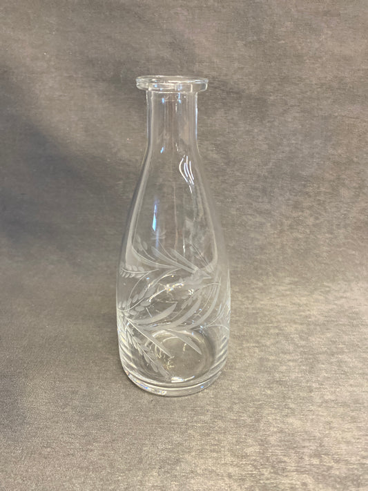 Etched Glass Bottle / Bud Vase