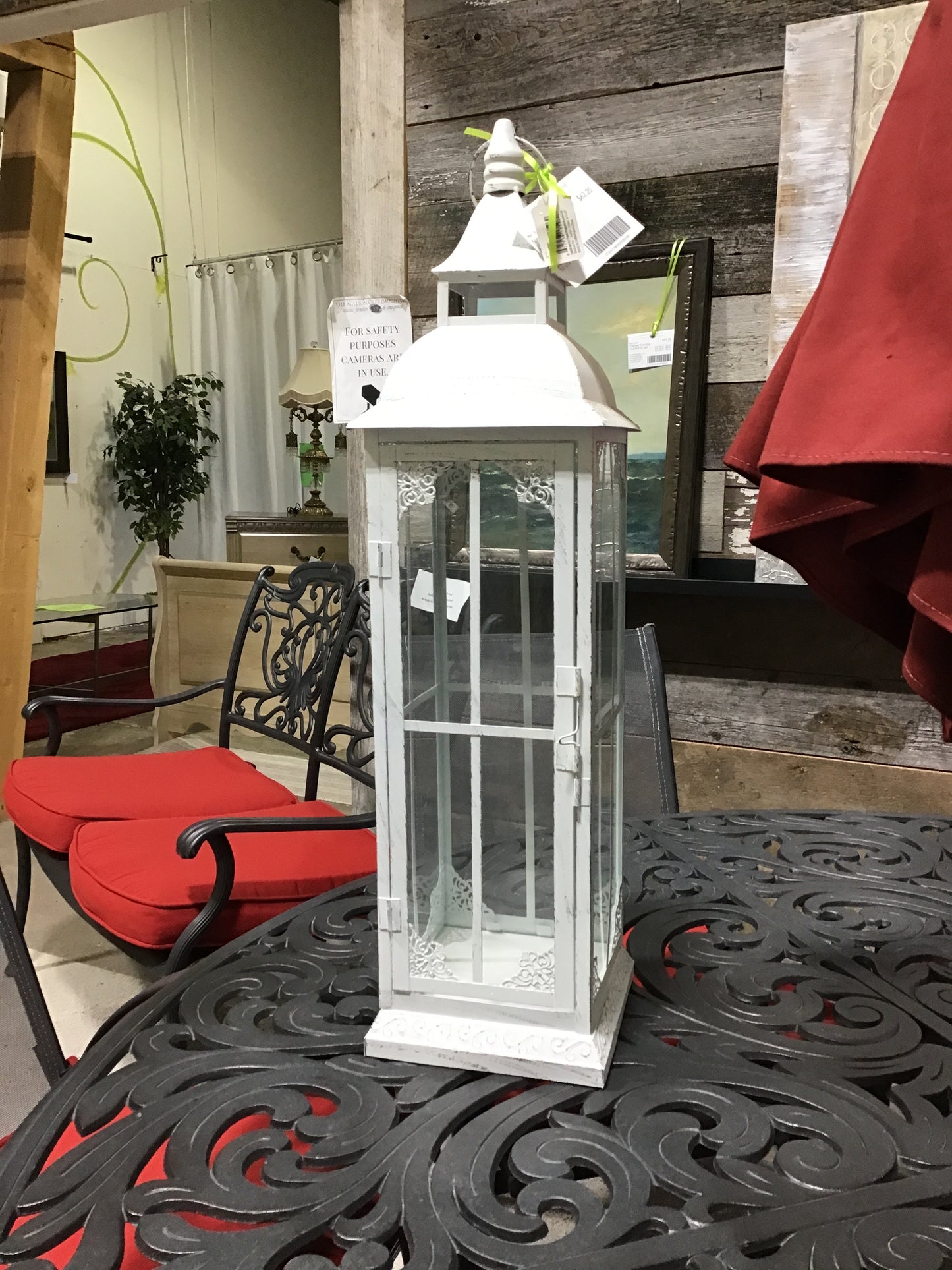 New! White Metal Lantern