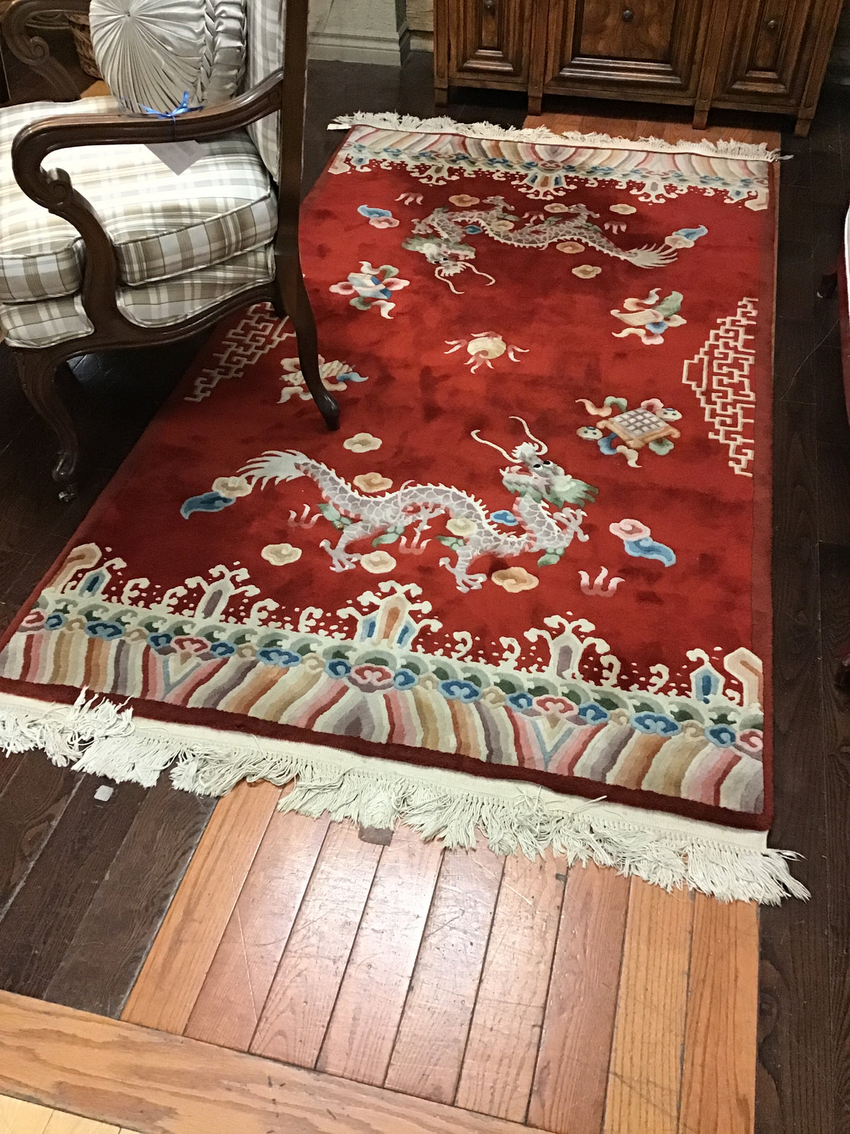 Hand Knotted Chinese Fringed Wool Rug
