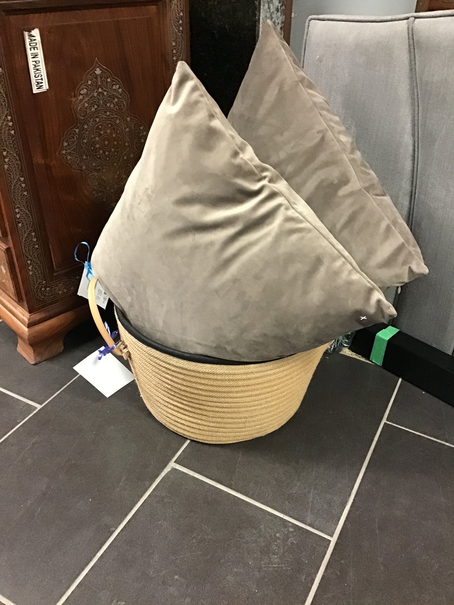 Large Canvas Basket with Handles