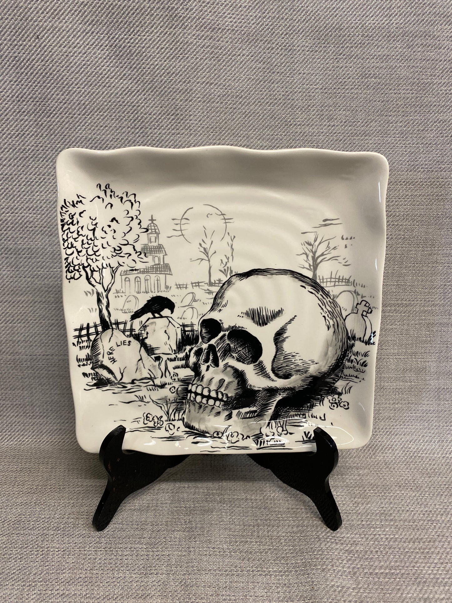 Halloween Ceramic Serving Platter - Skulls