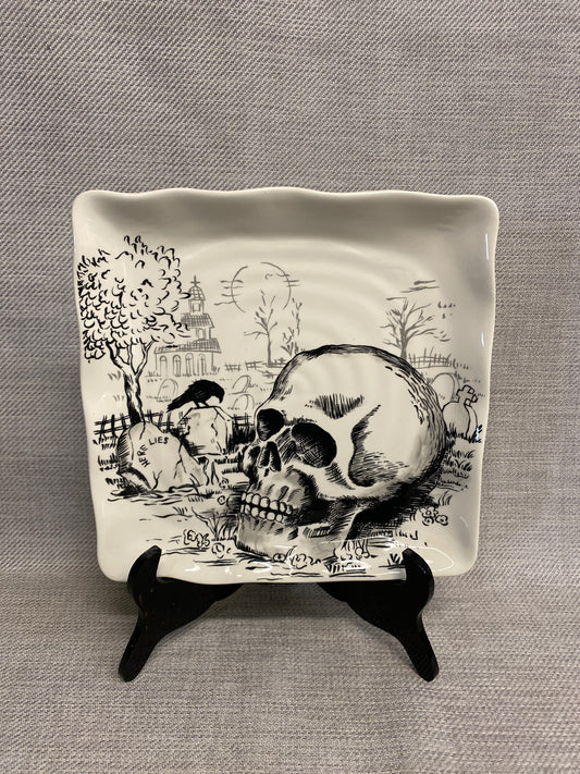 Halloween Ceramic Serving Platter - Skulls