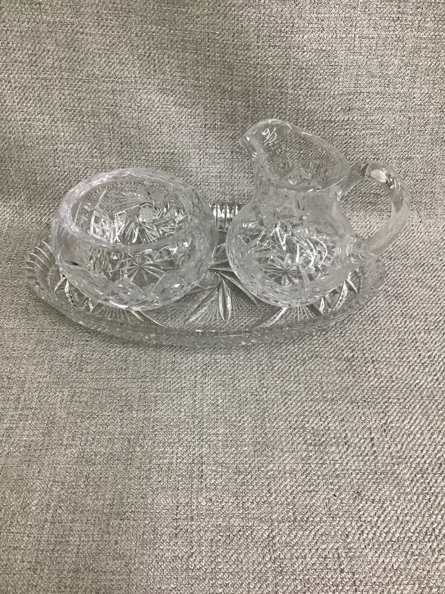 3pc Pinwheel Crystal Cream & Sugar