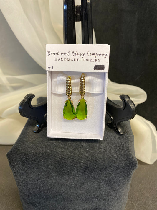 NEW! Handmade Pierced Earings - Olive Green