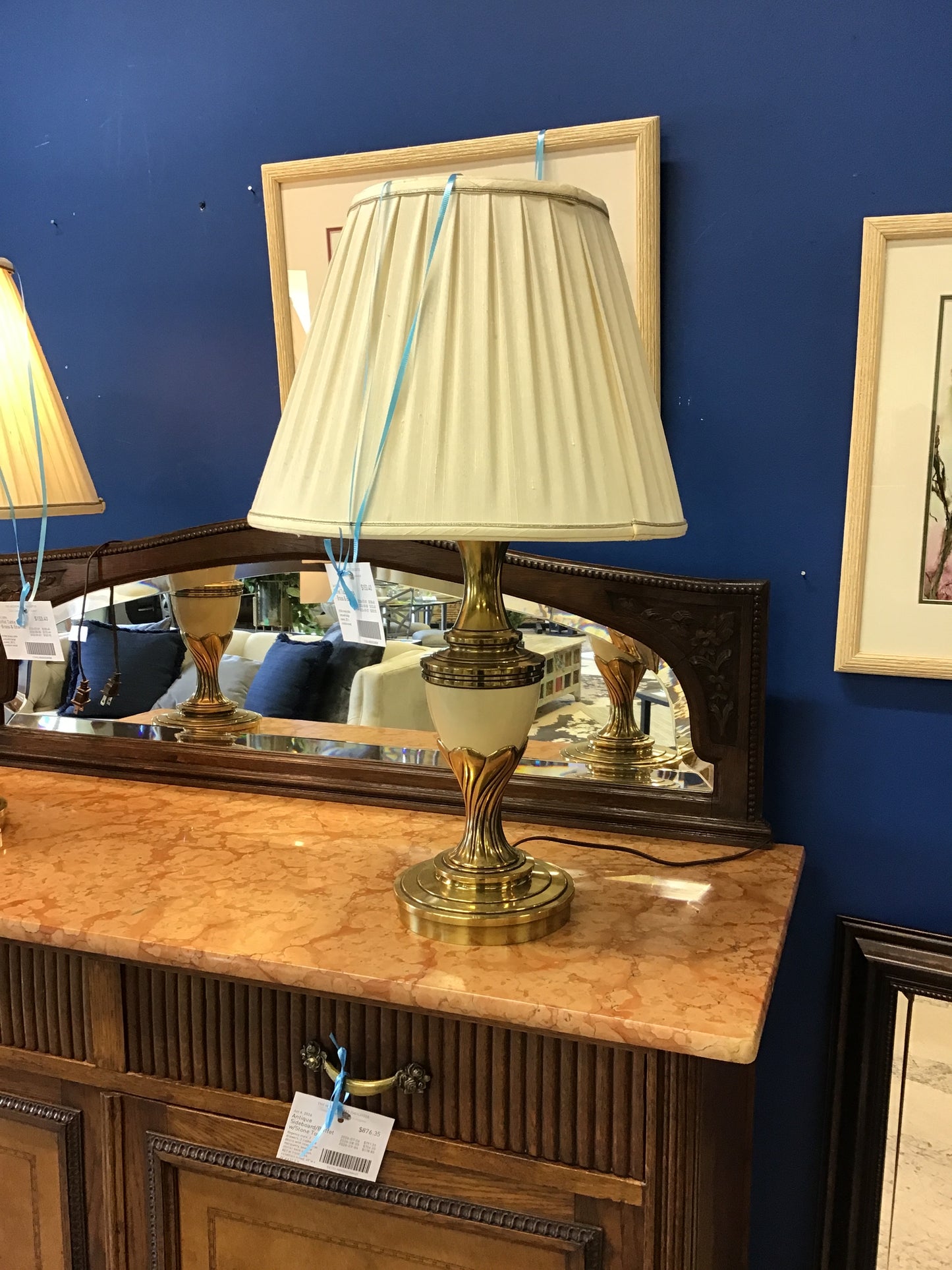 Stiffel Table Lamp - Brass & Enamel