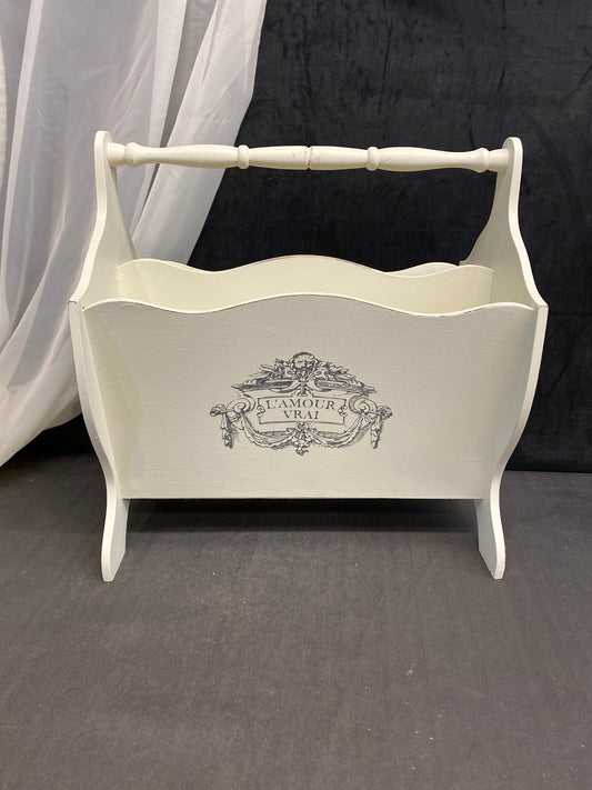 Shabby Chic Magazine Holder - Cream