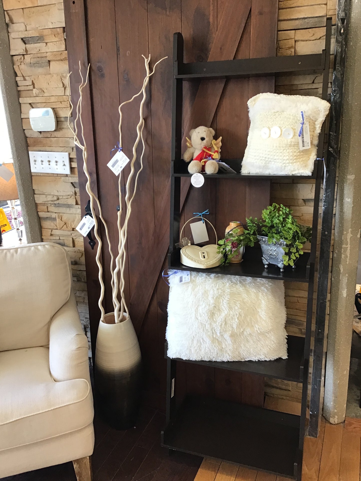Dark Wood Ladder Bookshelf