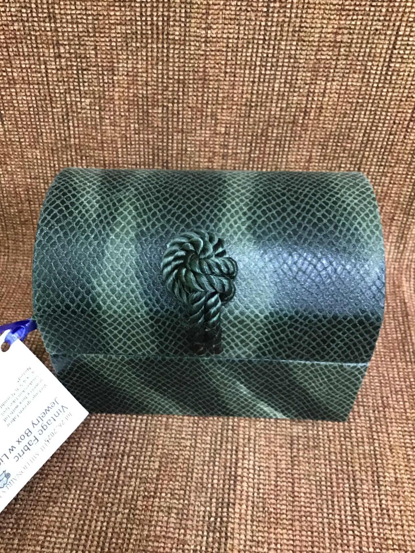 Vintage Fabric Jewelry Box w Lid