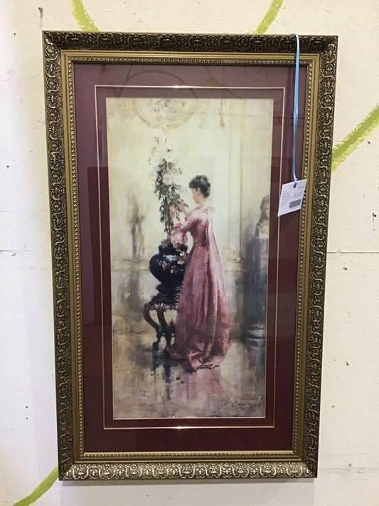 Framed Print - Woman With Chrysanthemum