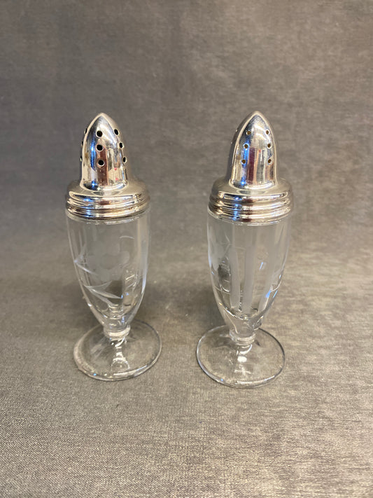 Silverplate & Crystal Salt & Pepper