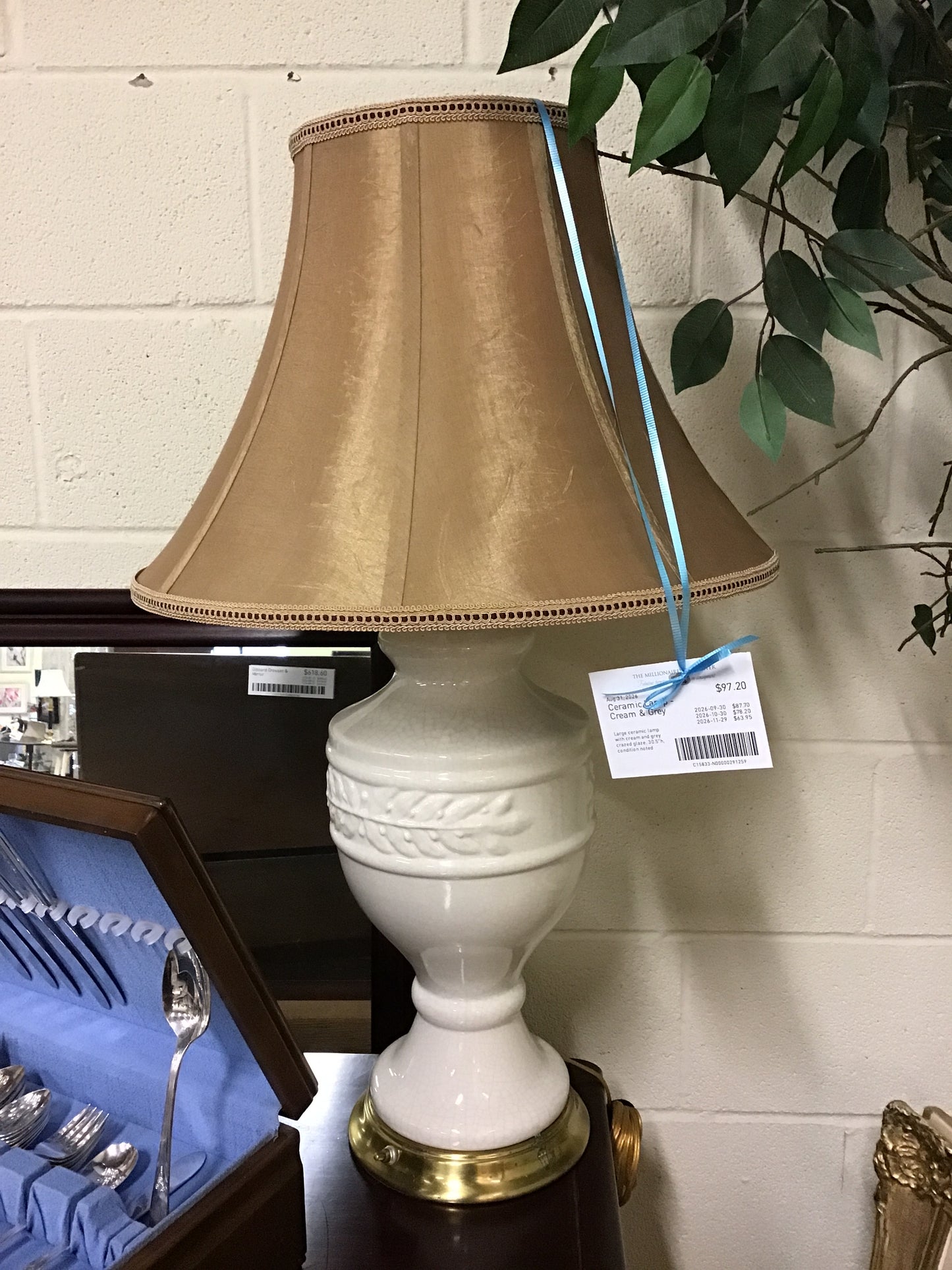Ceramic Lamp - Cream & Grey