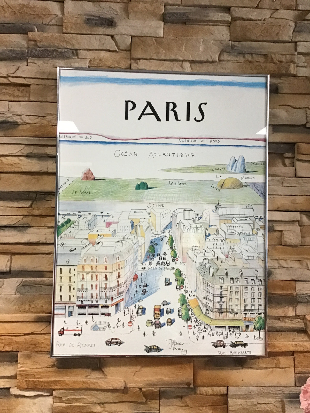 Vintage Paris Cartoon Map Print- John Staber