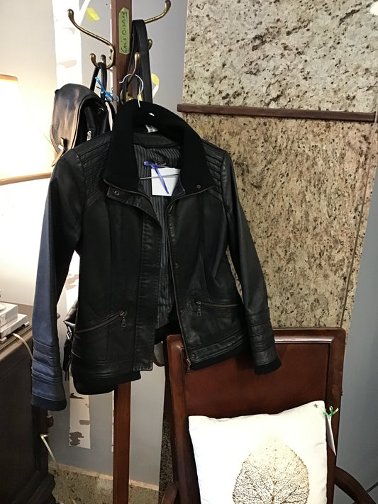 Danier Black Leather Jacket- XS